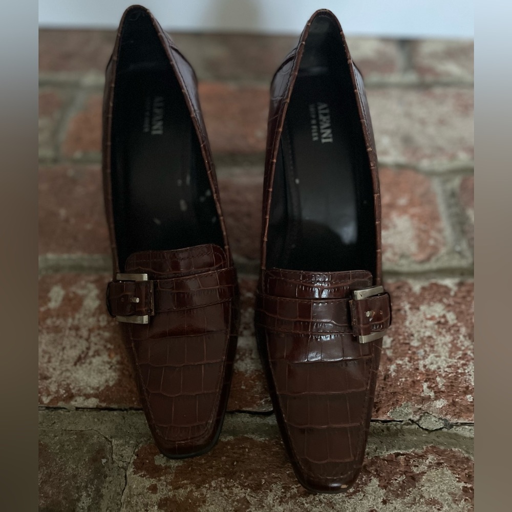 Alfani Crocodile Embossed Leather Heels